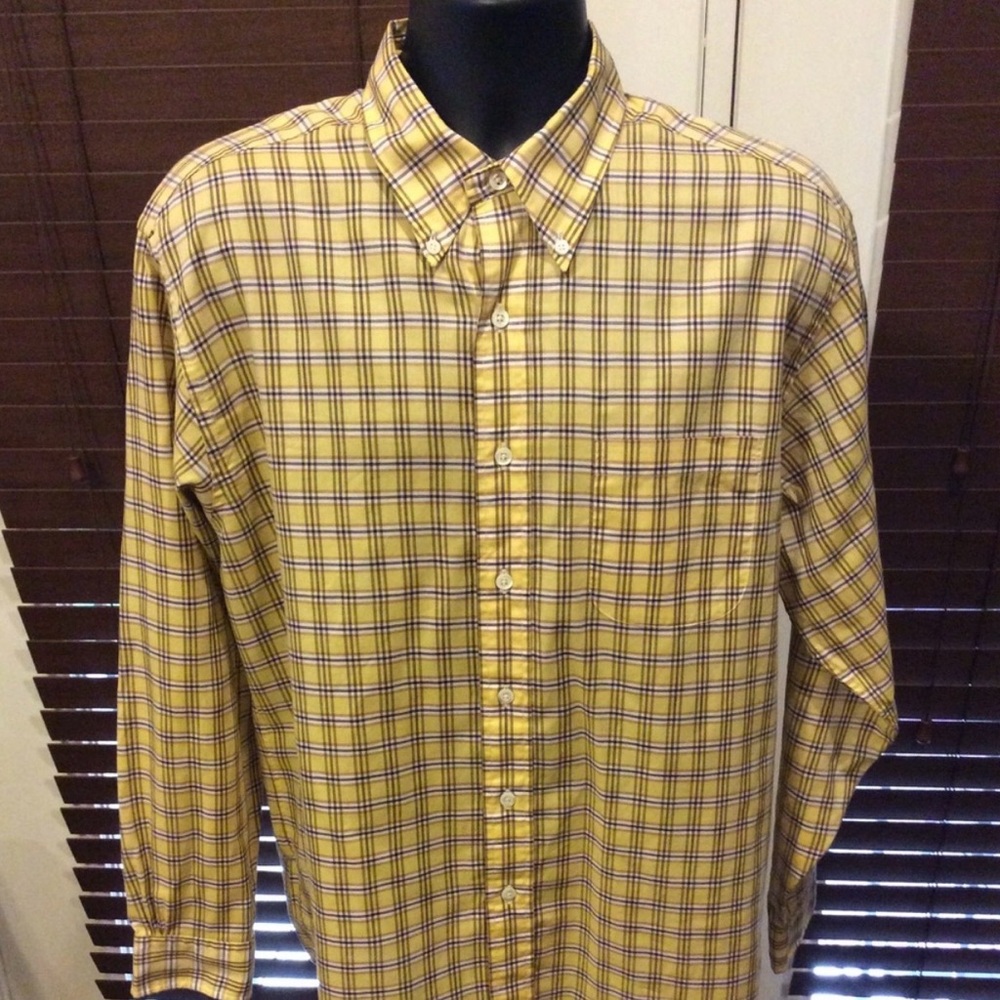 Brooks Brothers XL Country Club Men's Yellow Plaid Button-Down Shirt Size $148 - Picture 2 of 9